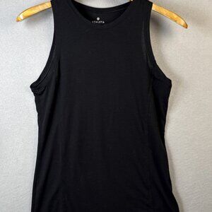 Athleta Essence 2-in-1 Tank Womens Size XS NO BRA Black Top Square‎ Cutout Polly